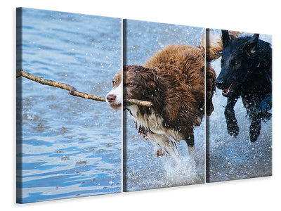 3-piece-canvas-print-playing-dogs