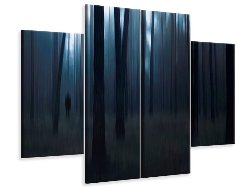 4-piece-canvas-print-man-in-the-forest