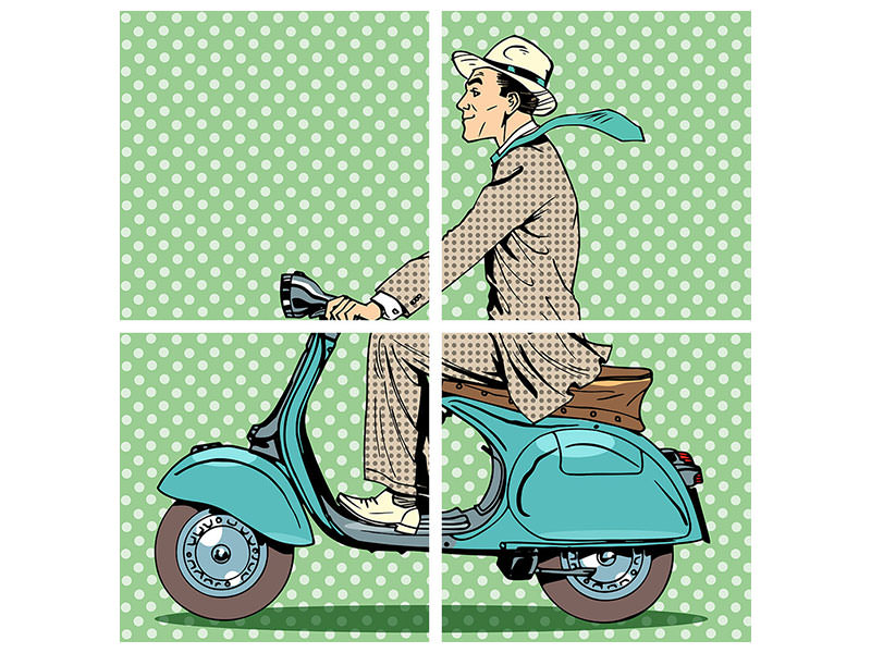 4-piece-canvas-print-pop-art-vespa-driver