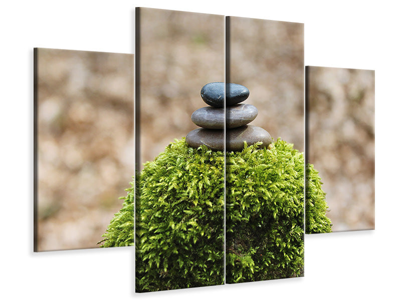 4-piece-canvas-print-stone-pile-on-plant