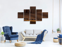 5-piece-canvas-print-castle-and-camels
