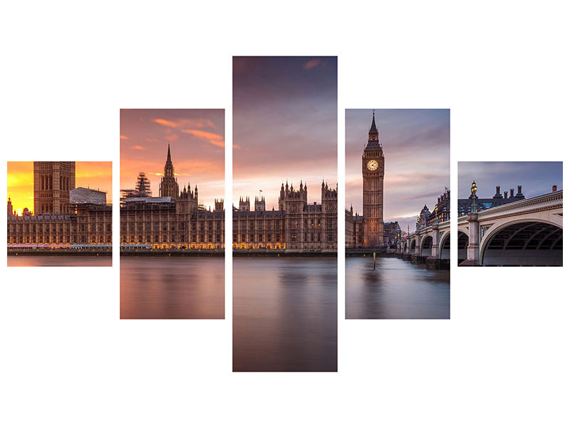 5-piece-canvas-print-london-palace-of-westminster-sunset