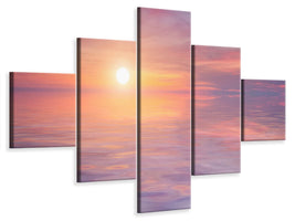 5-piece-canvas-print-sunset-by-the-lake