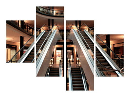 modern-4-piece-canvas-print-escalator-in-shopping-mall