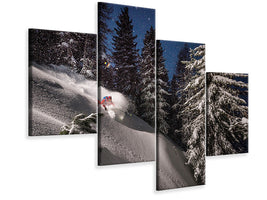 modern-4-piece-canvas-print-night-powder-turns-with-adrien-coirier