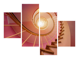 modern-4-piece-canvas-print-spiral-staircase-in-pink
