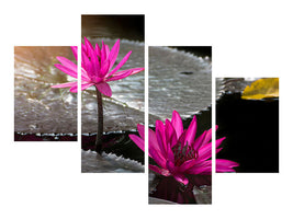 modern-4-piece-canvas-print-water-lily-in-the-morning-dew