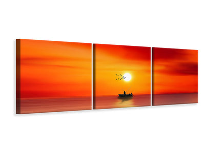 panoramic-3-piece-canvas-print-a-fisherman-in-the-sunset