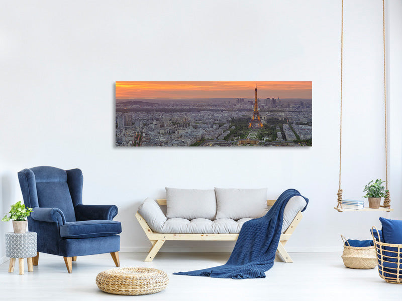 panoramic-canvas-print-paris-skyline-at-sunset