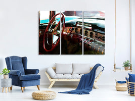 3-piece-canvas-print-interior-of-a-vintage-car