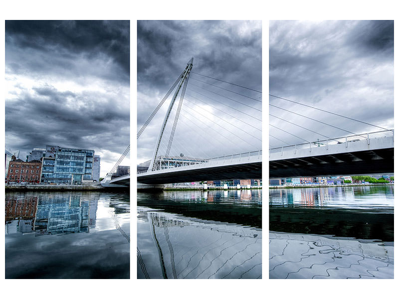 3-piece-canvas-print-samuel-beckett-bridge-with-clouds