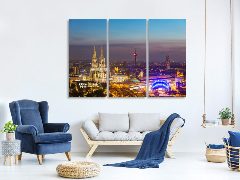 3-piece-canvas-print-skyline-cologne-cathedral-at-night
