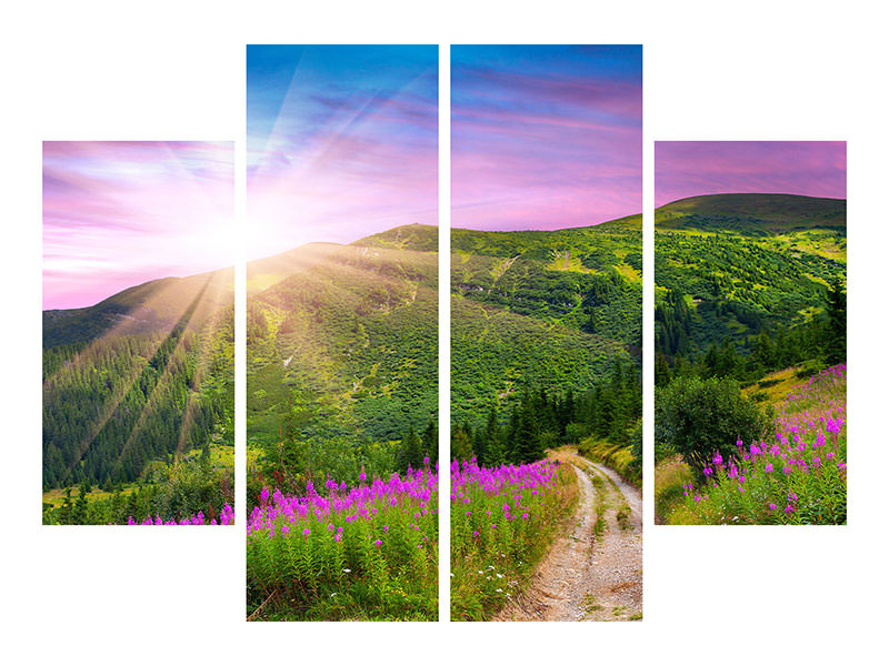 4-piece-canvas-print-a-summer-landscape-at-sunrise