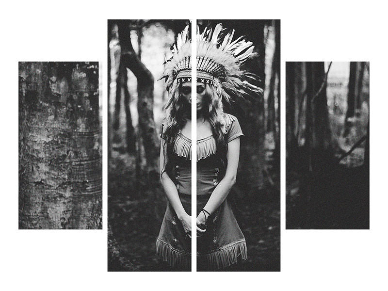 4-piece-canvas-print-black-and-white-mood-in-the-forest