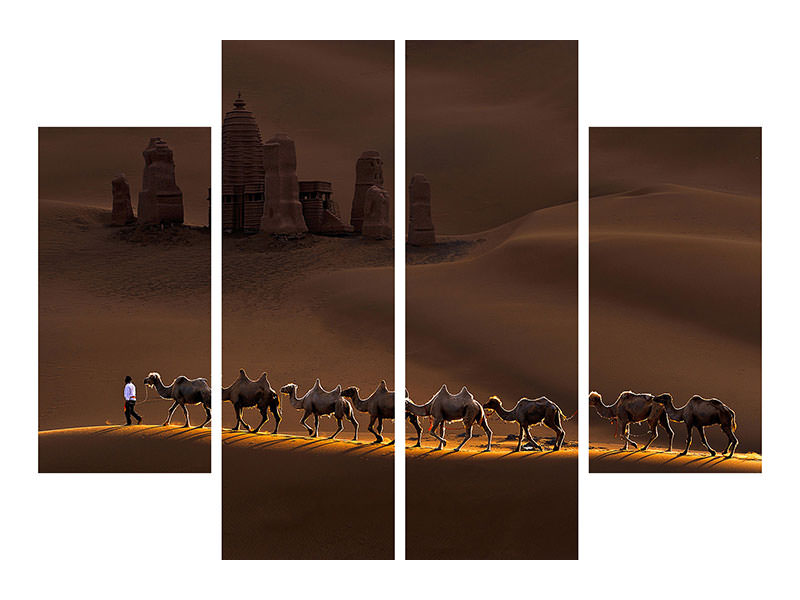 4-piece-canvas-print-castle-and-camels