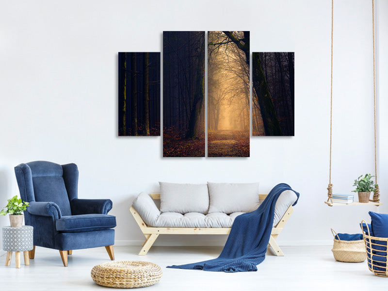 4-piece-canvas-print-evening-mood-in-the-forest
