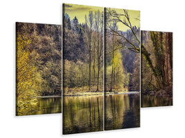 4-piece-canvas-print-lake-in-the-forest