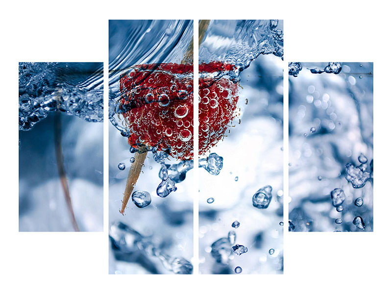 4-piece-canvas-print-raspberry-in-the-water