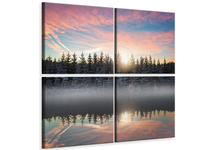 4-piece-canvas-print-small-lake-in-the-forest