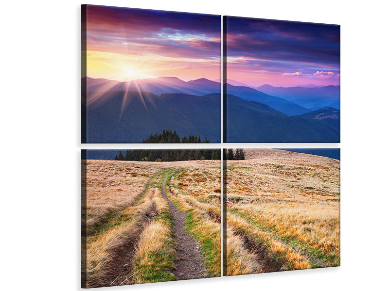 4-piece-canvas-print-sunset-in-the-mountain-scenery