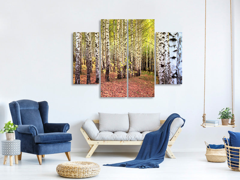 4-piece-canvas-print-the-path-between-birches