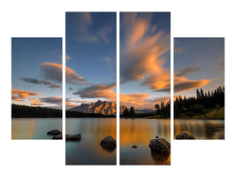 4-piece-canvas-print-two-jack-lake-sunset