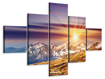 5-piece-canvas-print-majestic-sunset-at-the-mountain