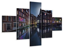 5-piece-canvas-print-moonlight-over-amsterdam