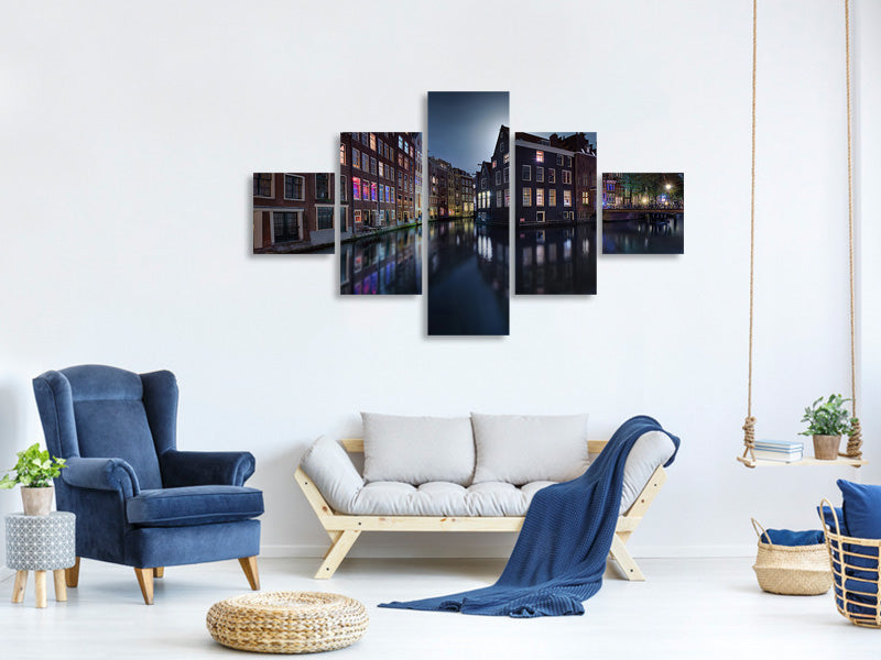 5-piece-canvas-print-moonlight-over-amsterdam