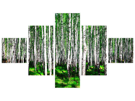 5-piece-canvas-print-summerly-birch-forest