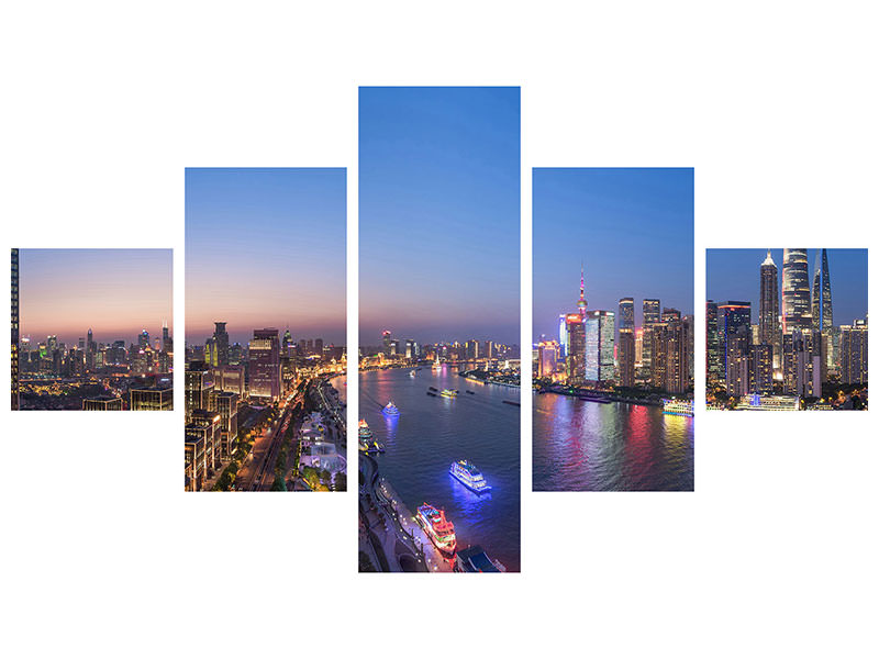 5-piece-canvas-print-the-blue-hour-in-shanghai