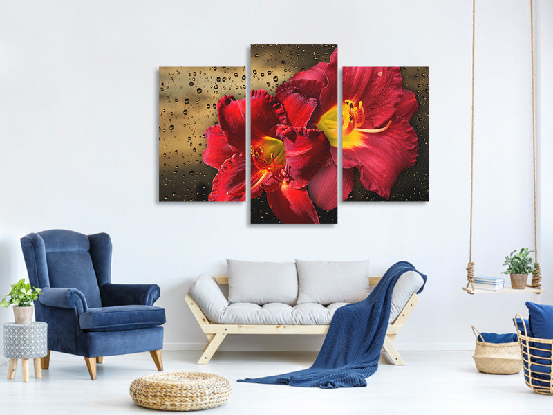 modern-3-piece-canvas-print-lily-flowers-with-water-drops