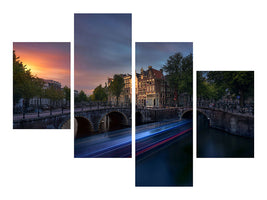 modern-4-piece-canvas-print-amsterdam-sunset