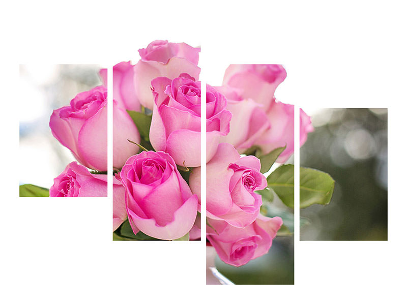 modern-4-piece-canvas-print-bouquet-of-roses-in-pink