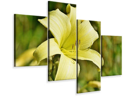 modern-4-piece-canvas-print-lilies-blossom-in-yellow