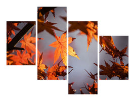 modern-4-piece-canvas-print-maple-leaves-in-autumn