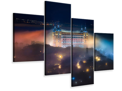 modern-4-piece-canvas-print-mystic-foggy-night-in-toledo-city