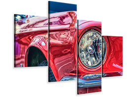 modern-4-piece-canvas-print-red-vintage-car