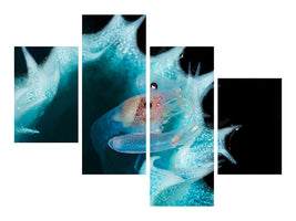 modern-4-piece-canvas-print-shrimp-in-a-blue-sponge