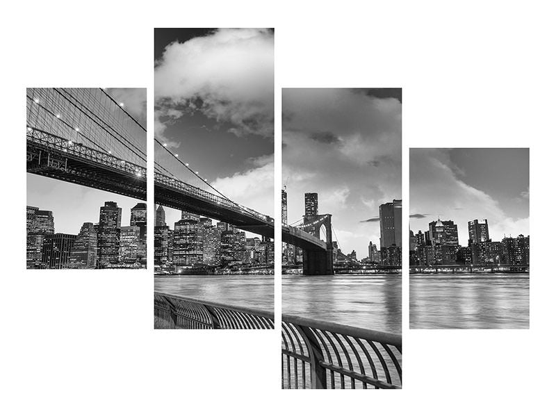 modern-4-piece-canvas-print-skyline-black-and-white-photography-brooklyn-bridge-ny
