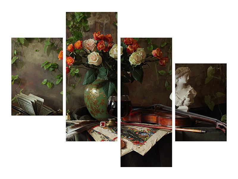 modern-4-piece-canvas-print-still-life-with-violin-and-flowers-iii