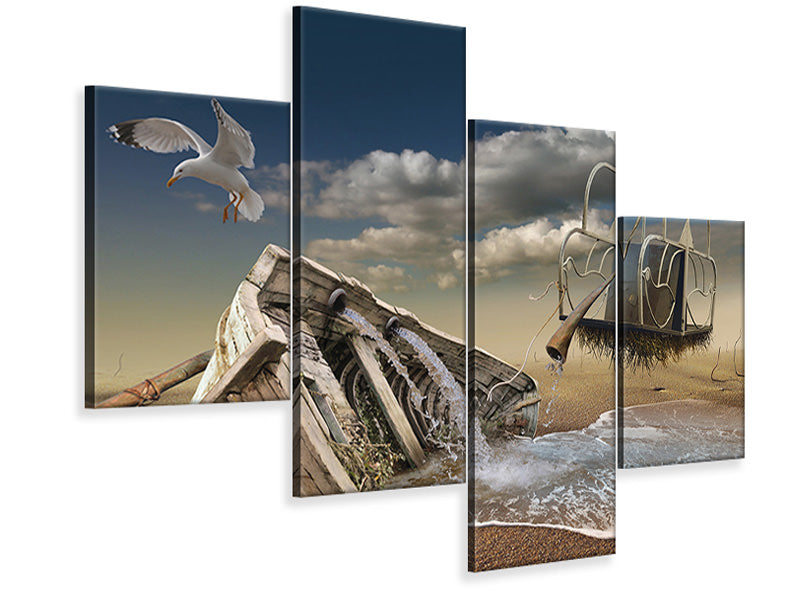 modern-4-piece-canvas-print-stranded-wreck