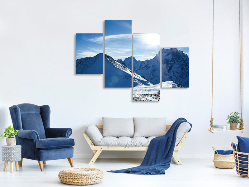 modern-4-piece-canvas-print-the-mountain-in-snow