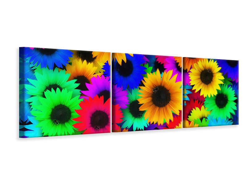 panoramic-3-piece-canvas-print-colorful-sunflowers