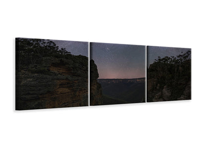 panoramic-3-piece-canvas-print-night-sky-over-blue-mountains