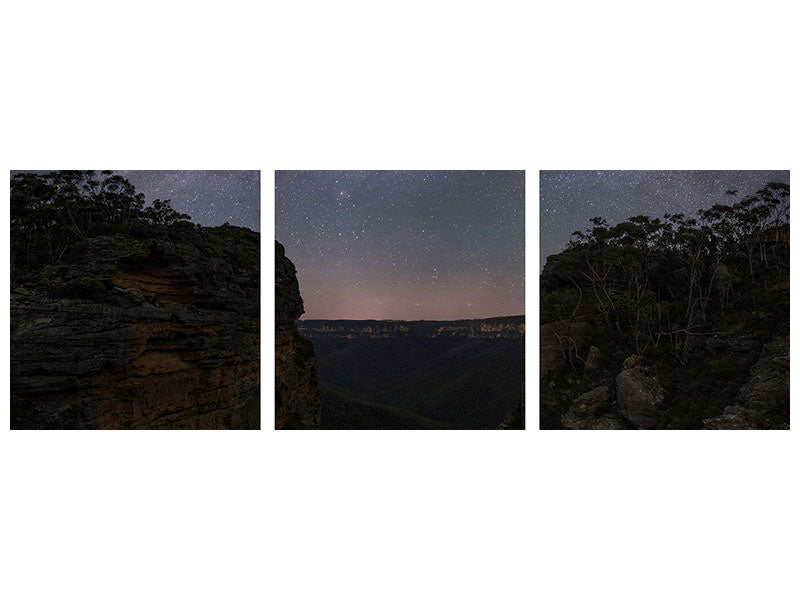 panoramic-3-piece-canvas-print-night-sky-over-blue-mountains
