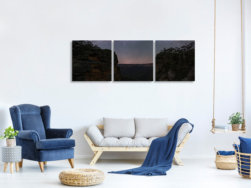 panoramic-3-piece-canvas-print-night-sky-over-blue-mountains