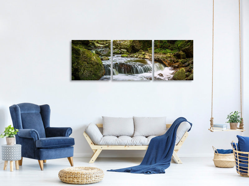 panoramic-3-piece-canvas-print-relaxation-at-the-waterfall-ii