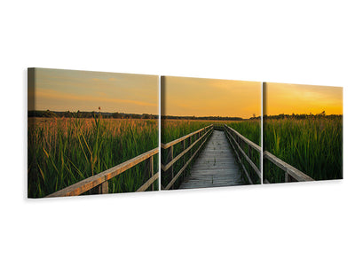 panoramic-3-piece-canvas-print-sunset-in-the-fields